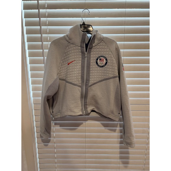Nike United States Olympic Team Full Zip Hooded Jacket Women's M Gray Perforated - Picture 2 of 8